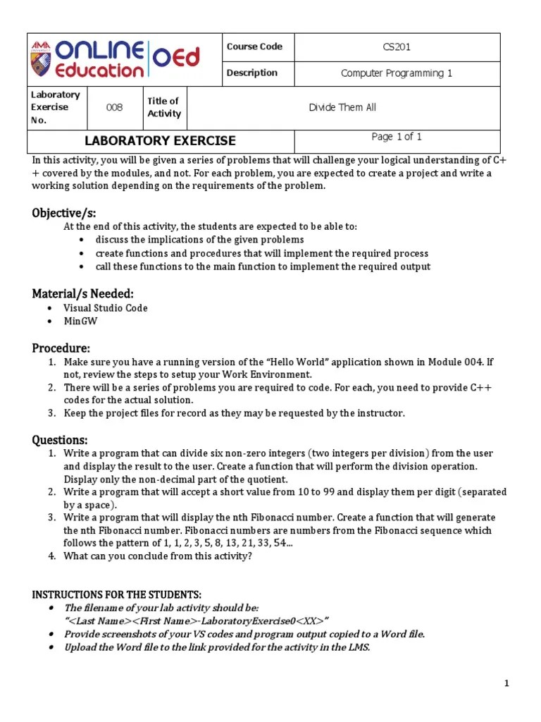 Week009 Lab8 IntroductionToFunctionsProcedures Edited | PDF | Computer ...