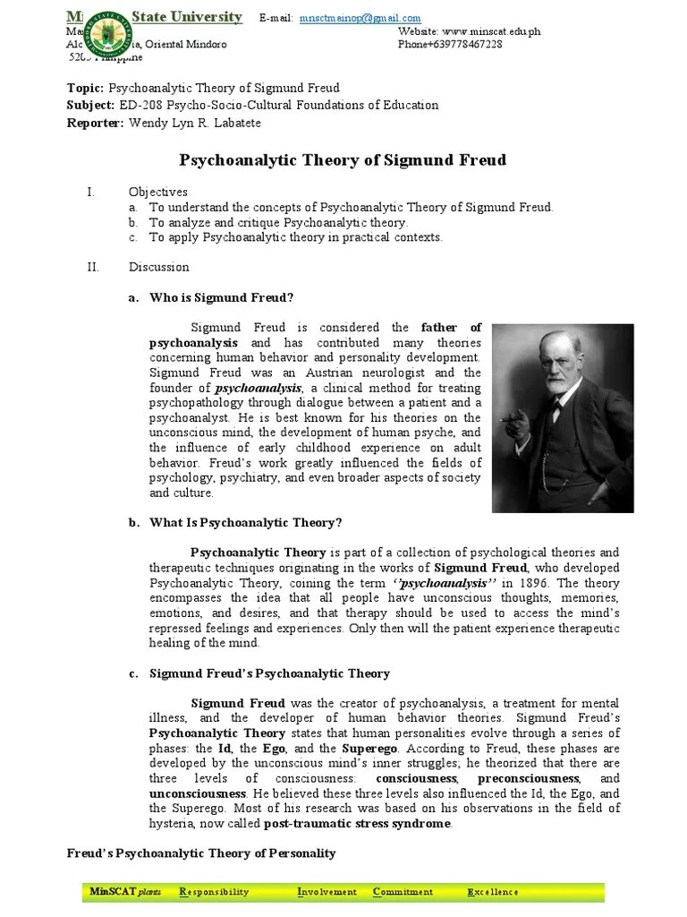 Psychoanalytic Theory | PDF