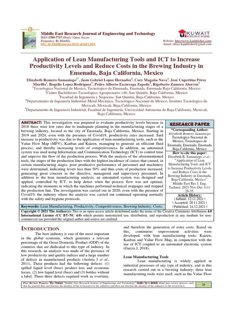Application Of Lean Manufacturing Tools And ICT To Increase Productivity Levels | PDF ...