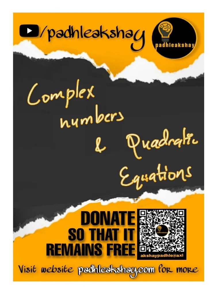 Complex Numbers & Quadratic Equations - Class 11 JEE | PDF | Quadratic ...
