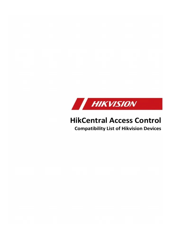 HikCentral Access Control - V2.0 - Compatibility List Of HIKVISION ...