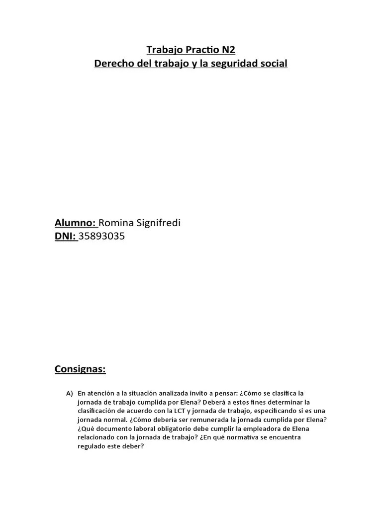 Trabajo Practio N2 Derecho Del Trabajo Y La Seguridad Social | Descargar Gratis PDF | Derecho ...