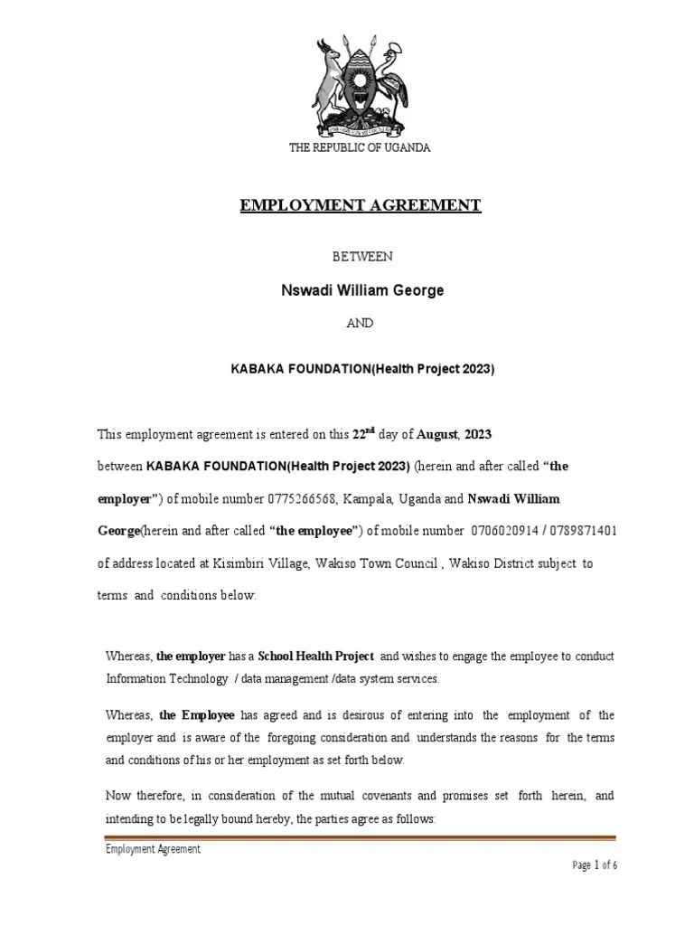 Employment Agreement EMPLOYMENT AGREEMEN | PDF | Employment | Consideration