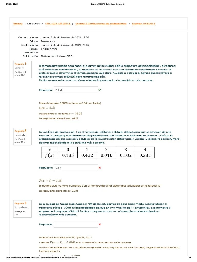 Examen UNIDAD 3 - Revisión Del Intento | PDF