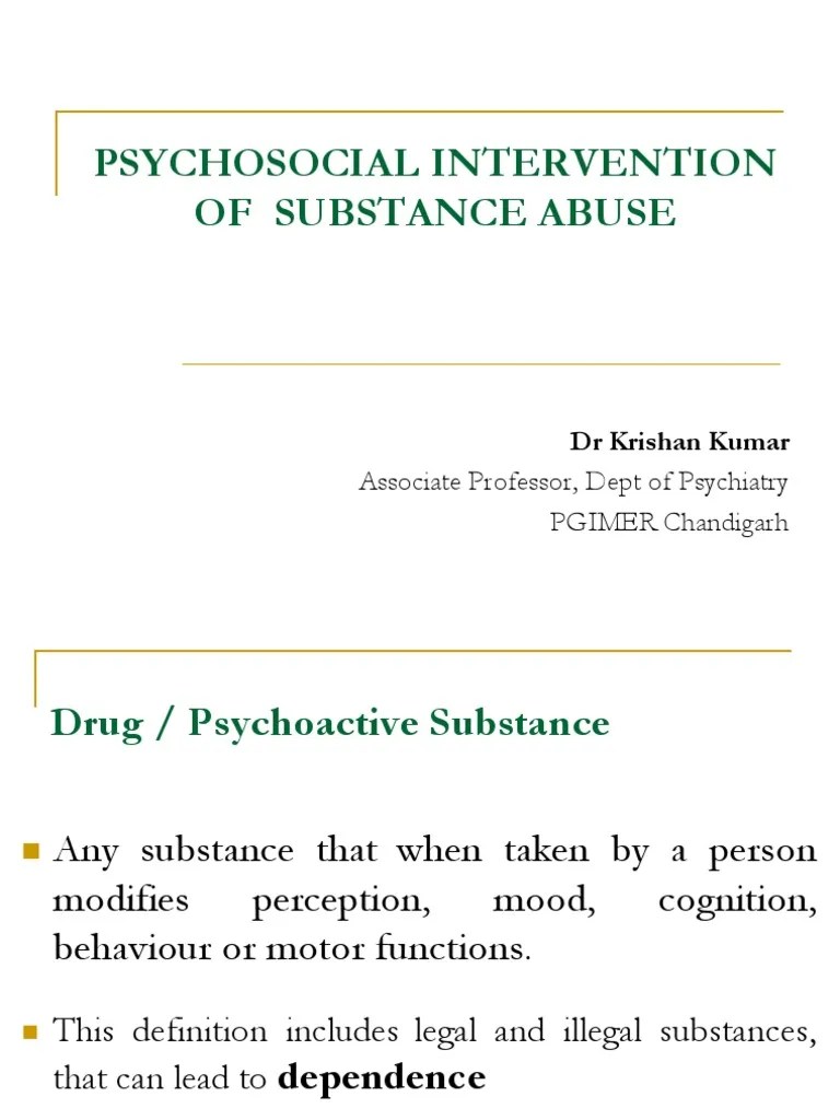 Psychosocial Intervention Of Substance Abuse | PDF