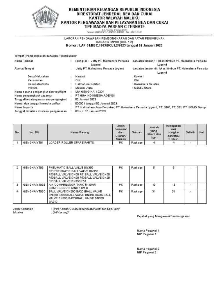 Format BCL 1.2 Bongkar Timbun | PDF