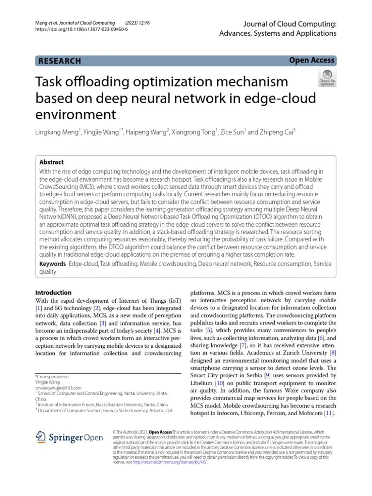 Task Offloading Optimization Mechanism Based On Deep Neural Network In ...