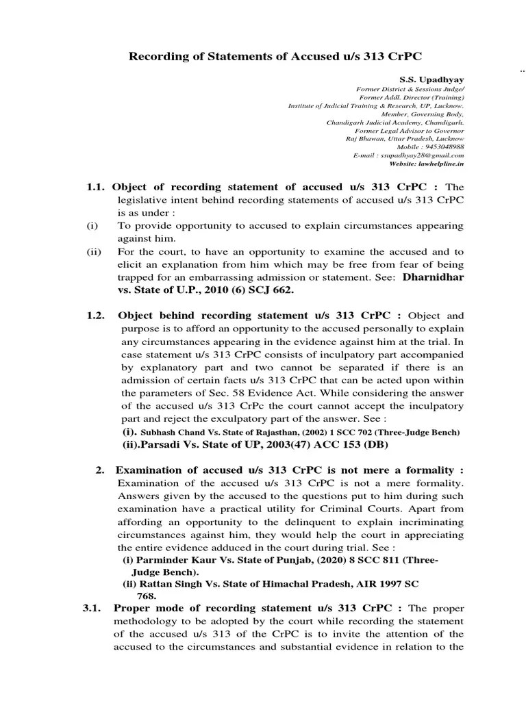 Sec 313 CRPC | PDF | Burden Of Proof (Law) | Criminal Procedure In ...