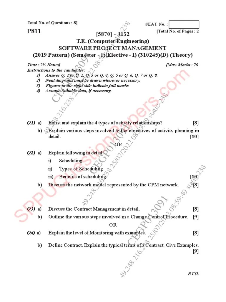 Be Computer Engineering Semester 5 2022 May Software Project Management ...