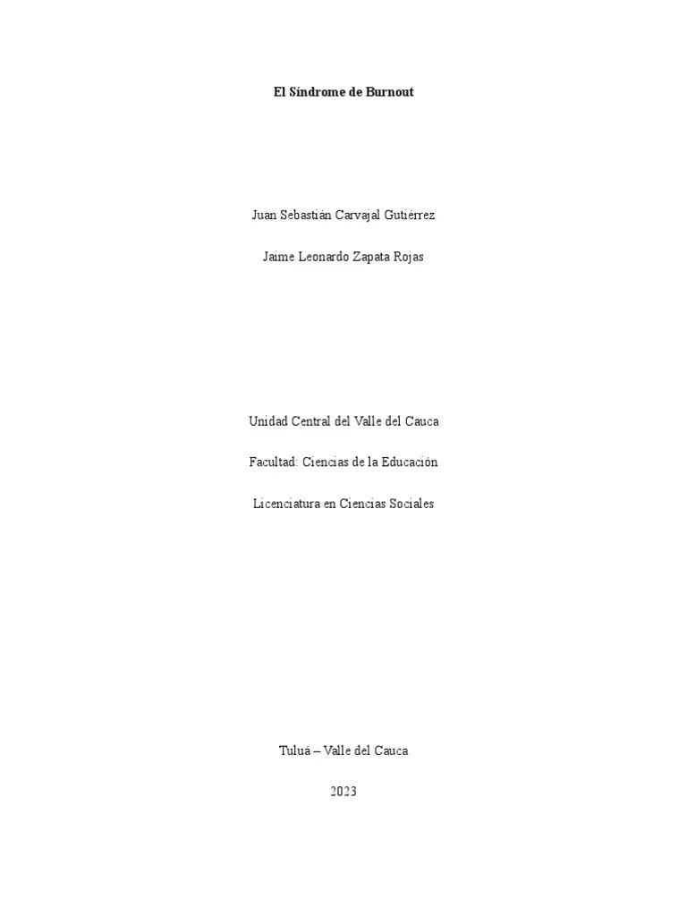 El Síndrome De Burnout | PDF | Burnout Ocupacional | Estrés (biología)