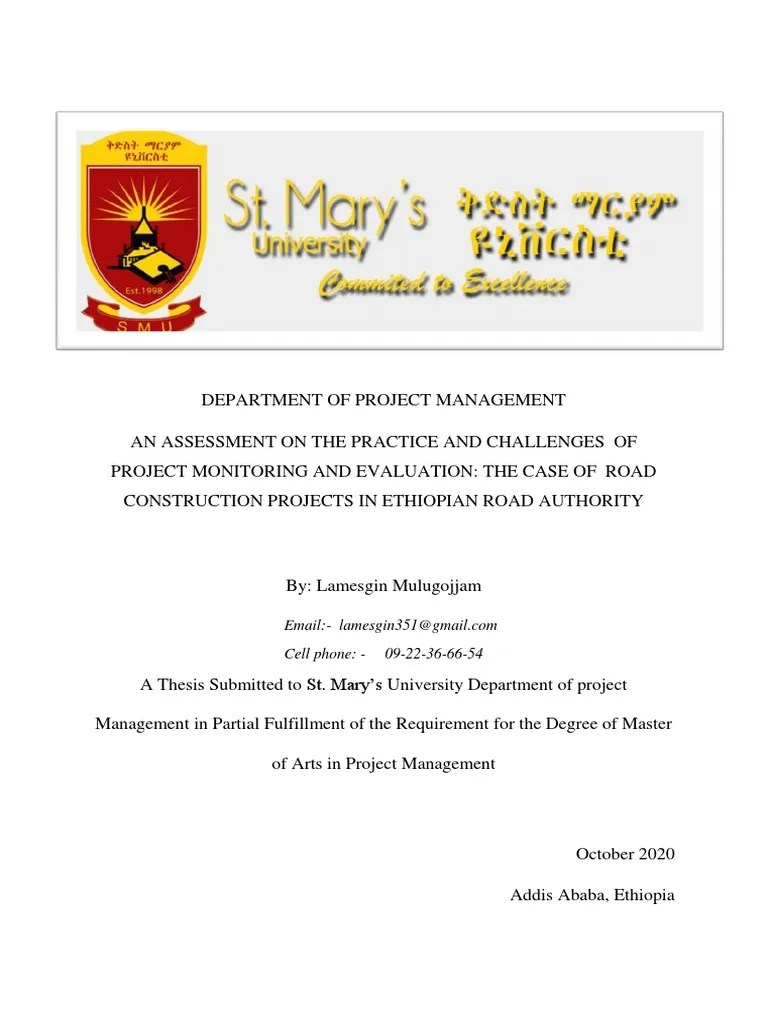 An Assessment On The Practice And Challenges Of Project Monitoring And ...
