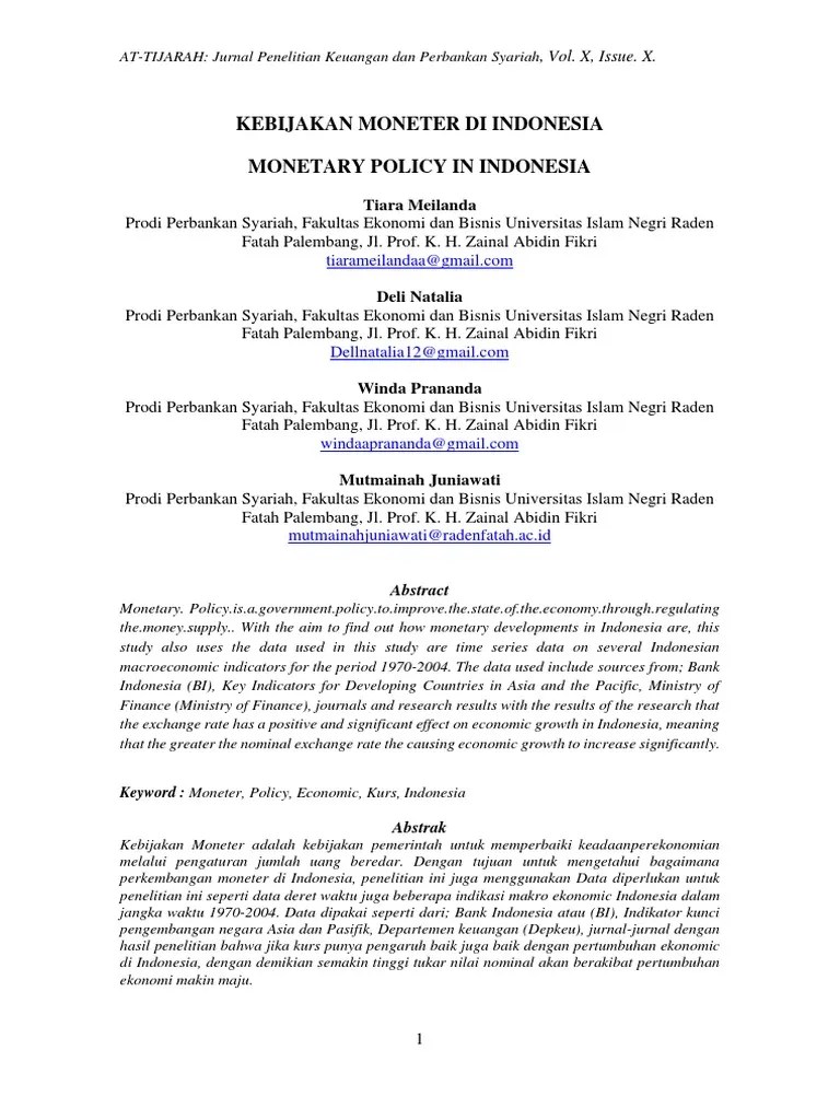 Monetary Policy In Indonesia | PDF | Business | Social Science