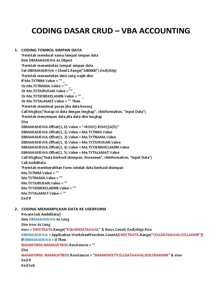 Coding Dasar Vba | PDF