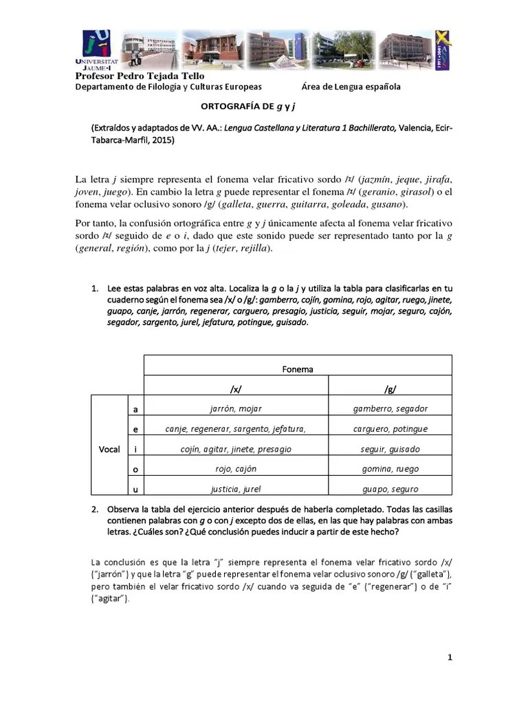 Ejercicios De G, J Solucionados | PDF | Lingüística | Comunicación Humana