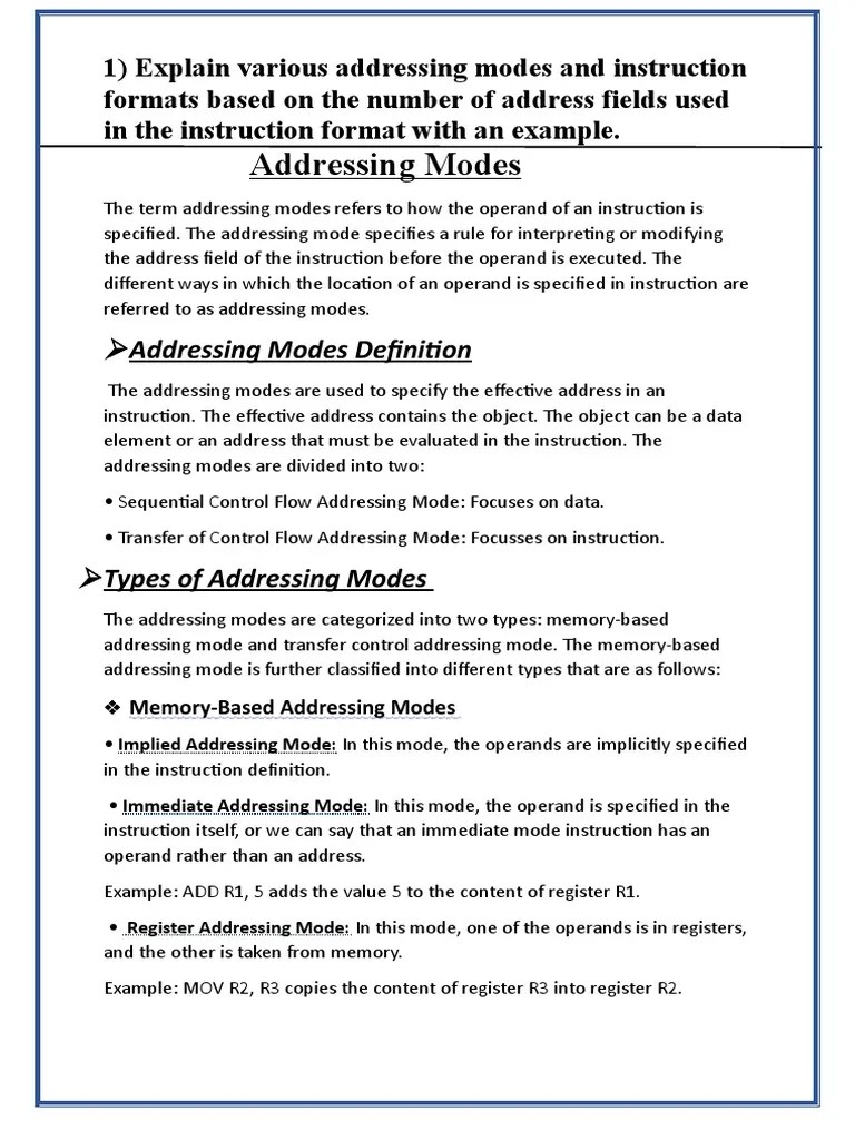 Addressing Modes | PDF