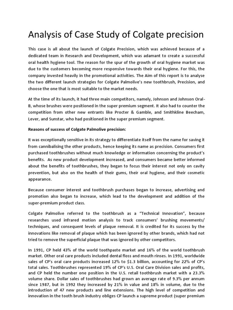 Analysis Of Case Study Of Colgate Precision | PDF | Oral Hygiene | Toothbrush