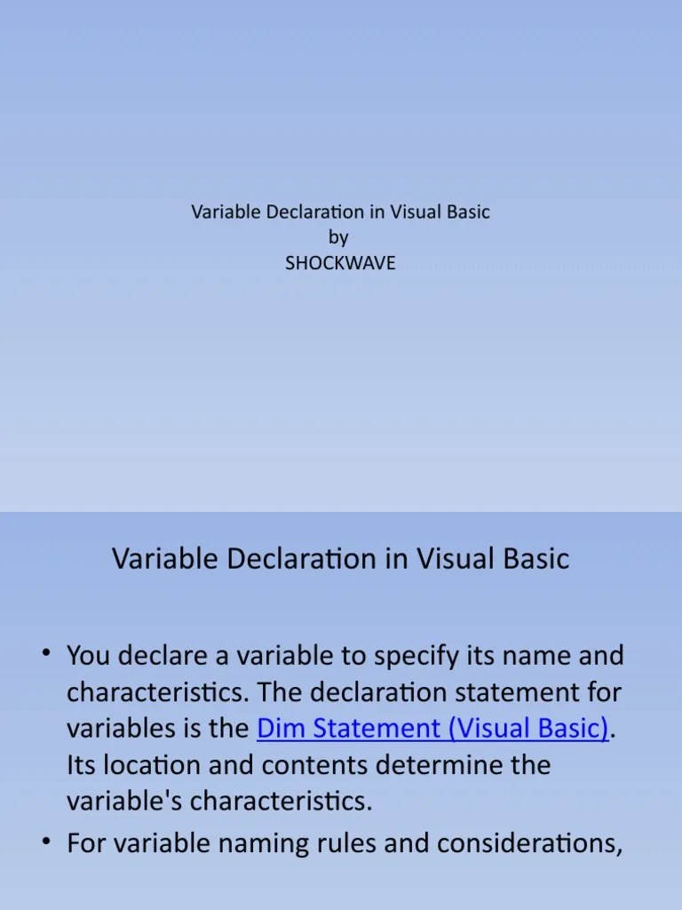 Variable Declaration In Visual Basic | Download Free PDF | Variable ...
