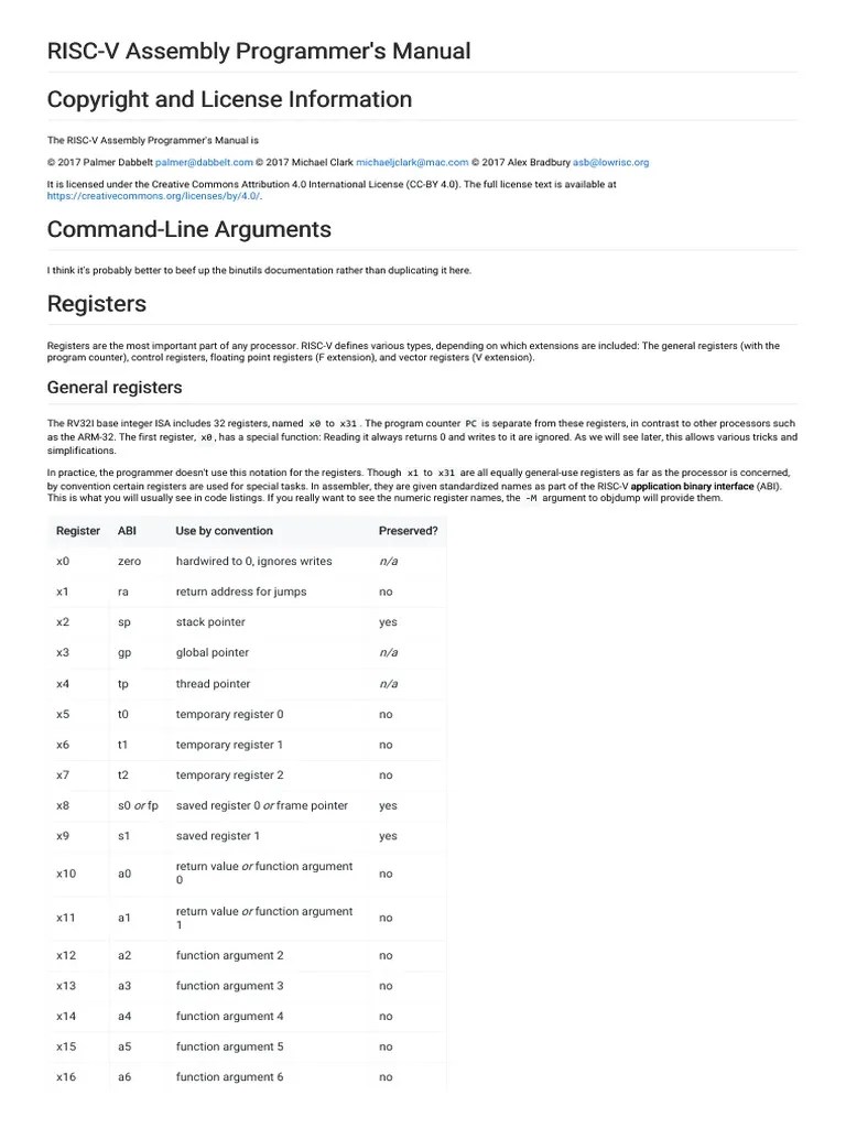 RISC-V Assembly Manual | PDF | Assembly Language | 64 Bit Computing