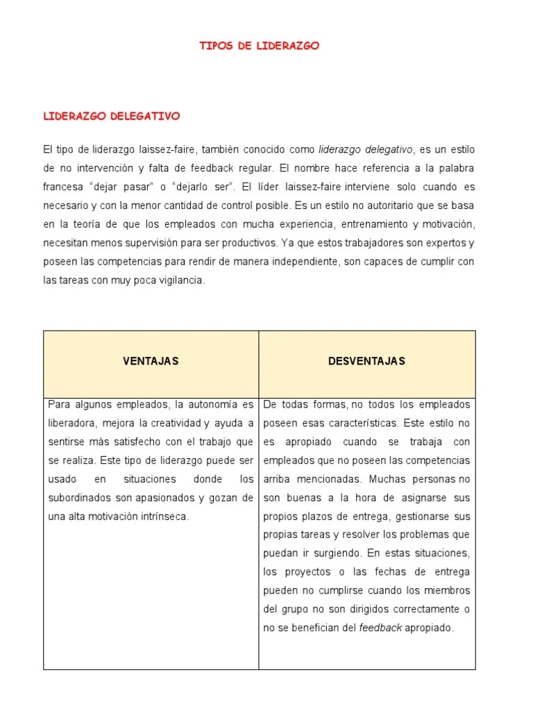 Tipos De Liderazgo | PDF | Liderazgo | Cognición
