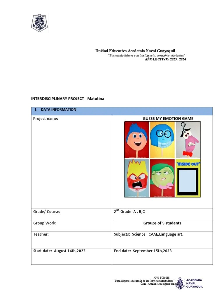 Interdisciplinary Project 2ND GRADE | PDF | Emotions | Psychological Concepts