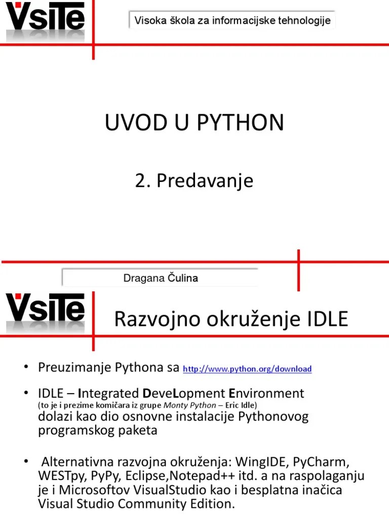 P2 - Uvod U Programski Jezik Python | PDF