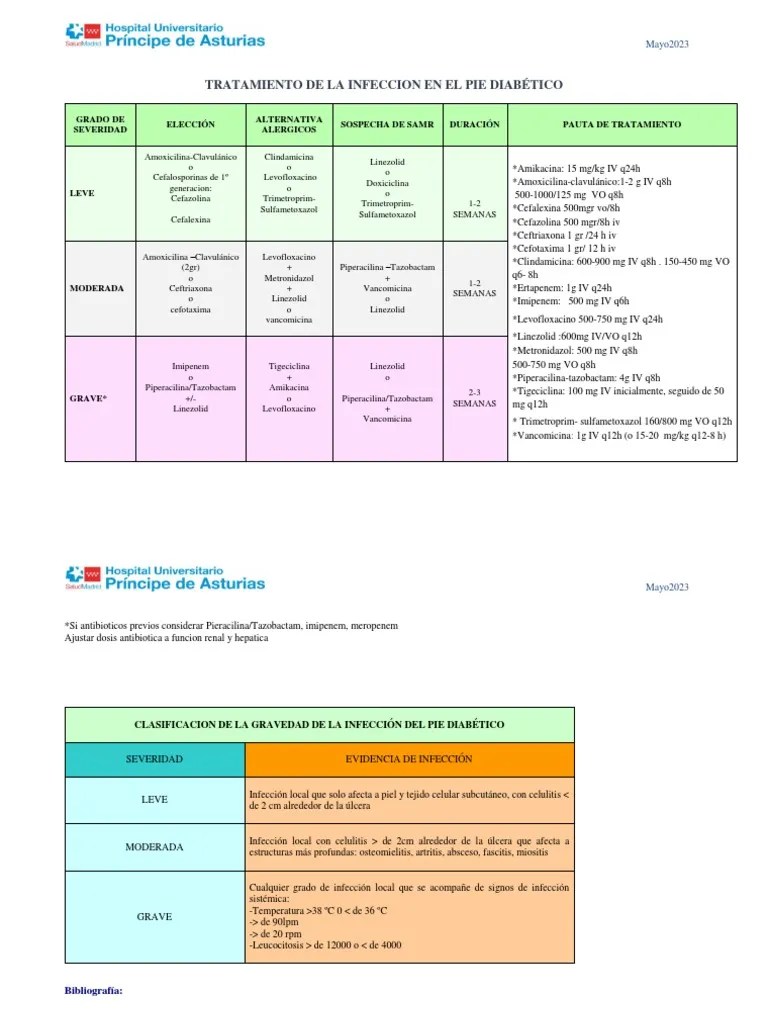 Tratamiento De La Infeccion En El Pie Diabetico Mayo 2023 | PDF | Medicina CLINICA | Antibióticos