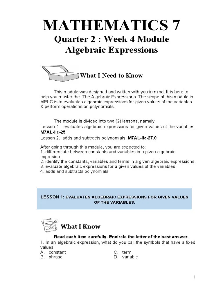Gr7 Qtr2 Week 4 Module | PDF | Teaching Methods & Materials | Science ...