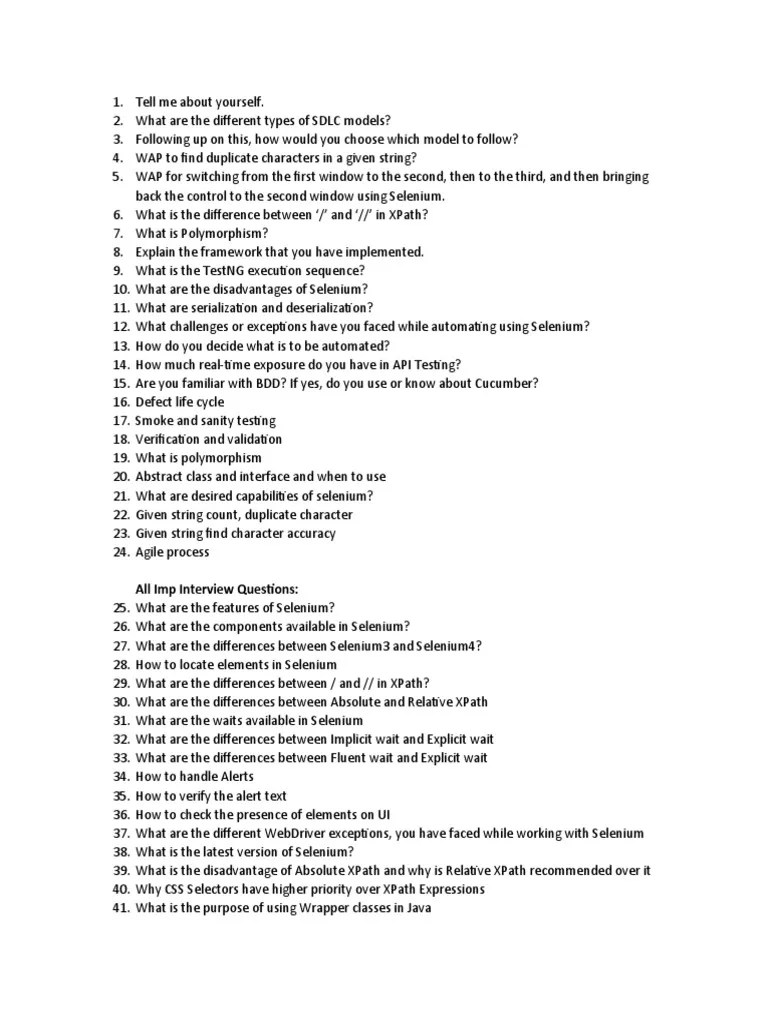 Selenium Interview Questions | PDF | Java (Programming Language ...