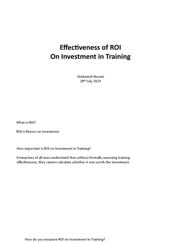 ROI Presentation | PDF | Return On Investment | Cost–Benefit Analysis