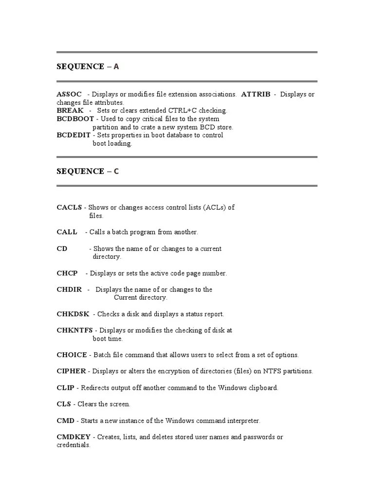 BVB - Windows Commands Cheat Sheet | Download Free PDF | Computer File ...