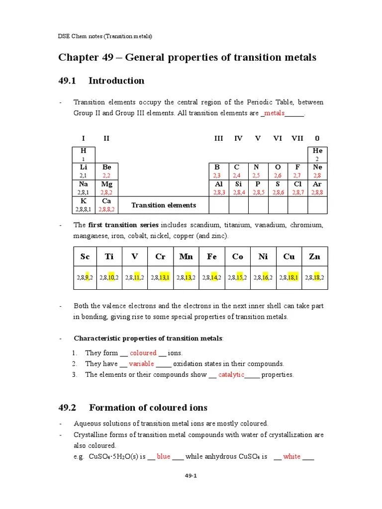 Chap 49 Transition Metals | PDF | Transition Metals | Chromium