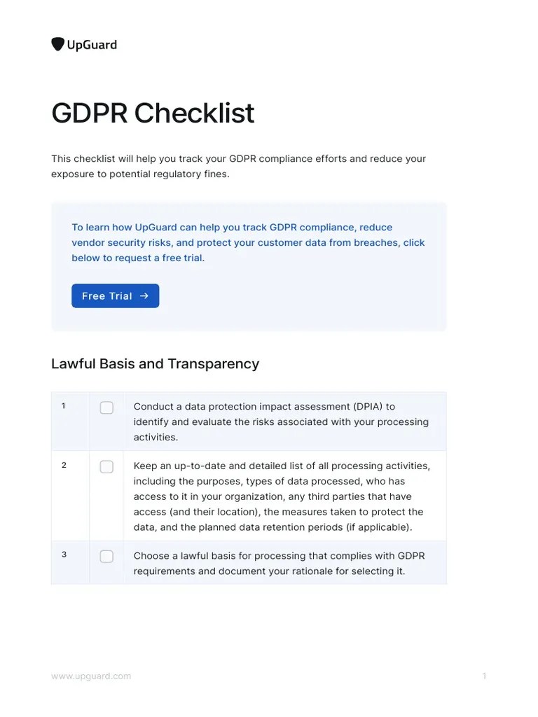 Checklist - GDPR Compliance | PDF | Regulatory Compliance | Computer ...