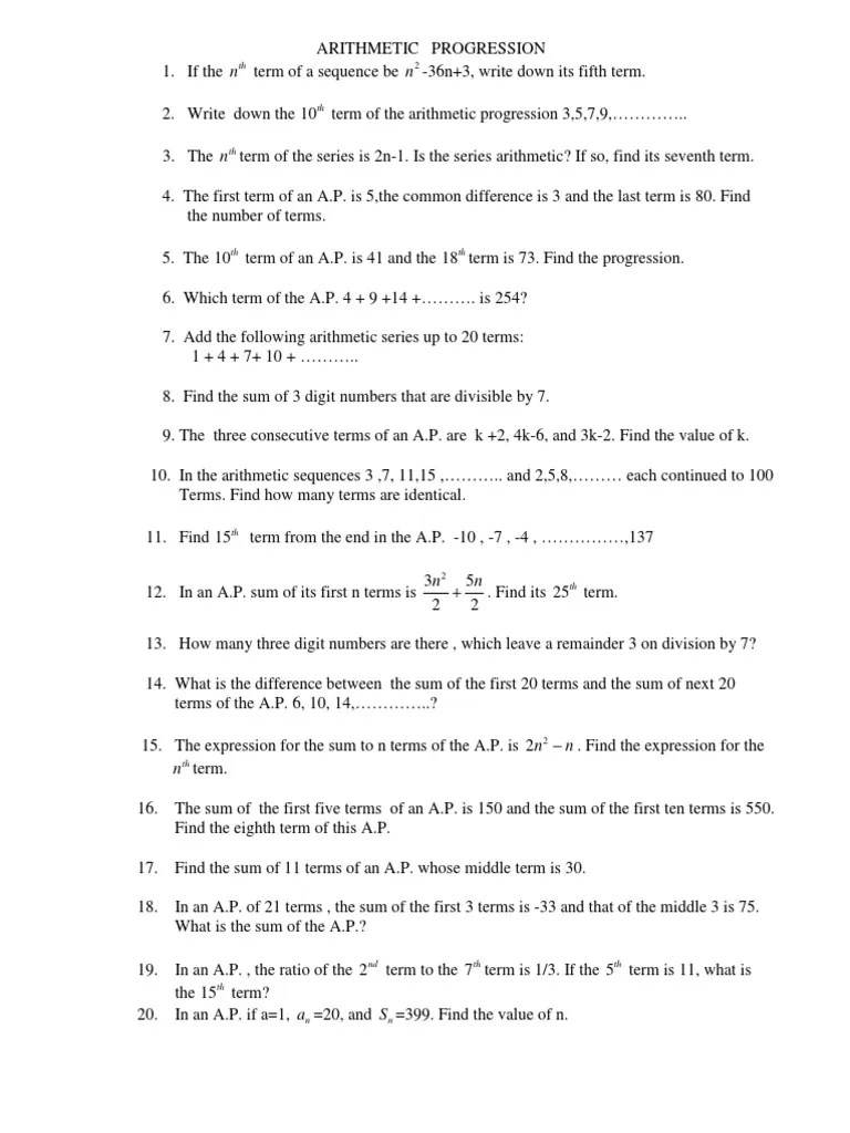 Arithmetic Progression | PDF