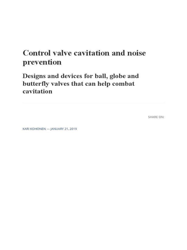 Cavitation In Valves | PDF | Valve | Mechanical Engineering