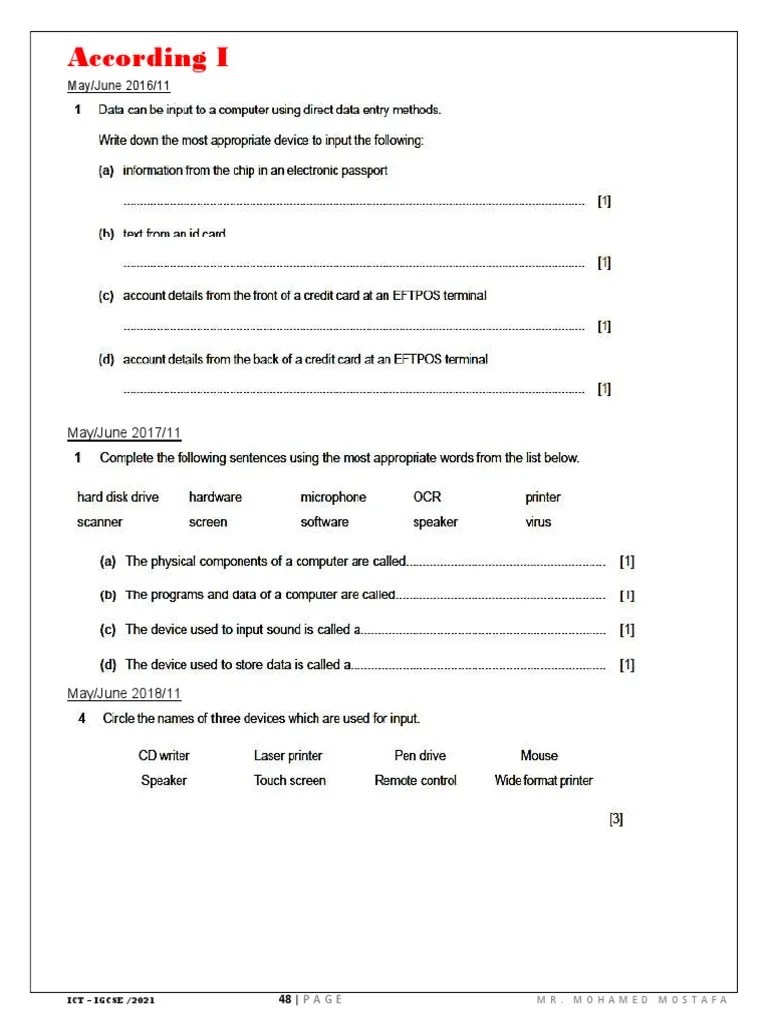 IGCSE Ch2 - Questions | PDF