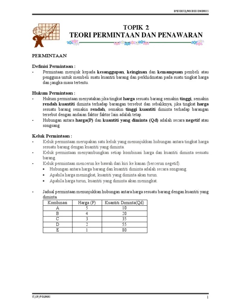 Topik 2-The Demand And Supply Theory | PDF
