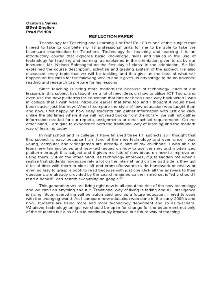 Reflection Paper | PDF | Educational Technology | Cognitive Science