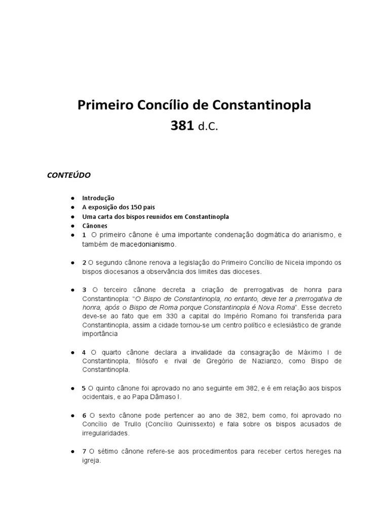 Primeiro Concilio De Constantinopla 381-1 | PDF