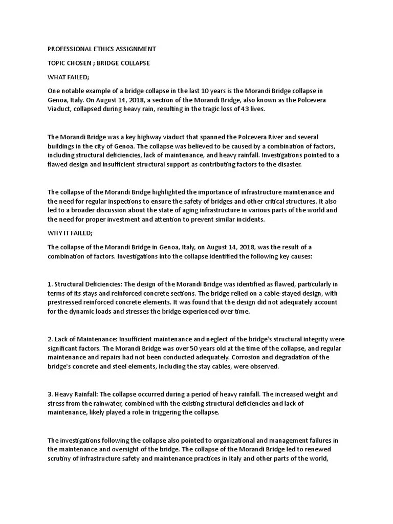Professional Ethics Assignment | PDF | Bridge