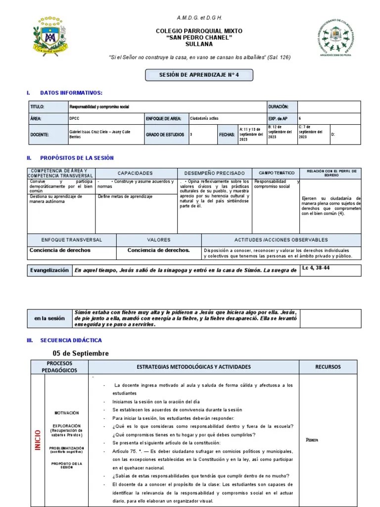 4ta Sesión De Aprendizaje | PDF