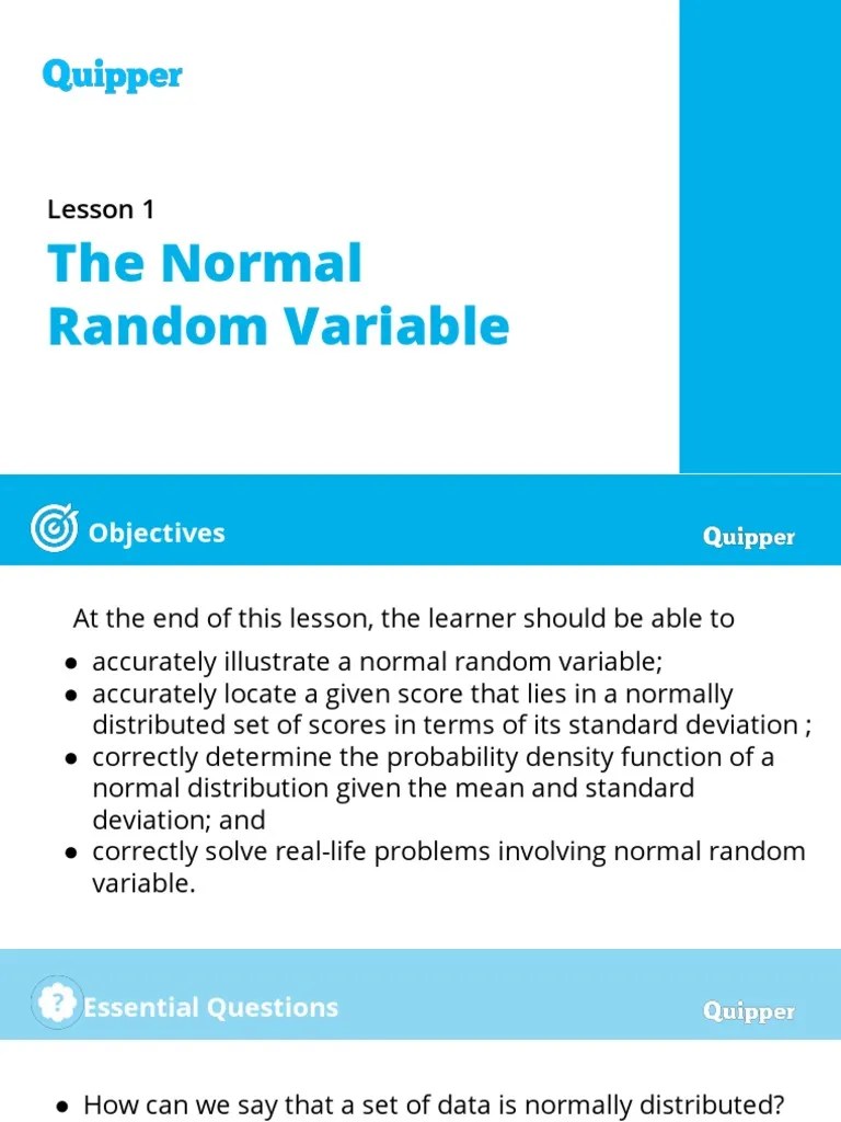 Unit 3 Lesson 1 The Normal Random Variable Updated | PDF