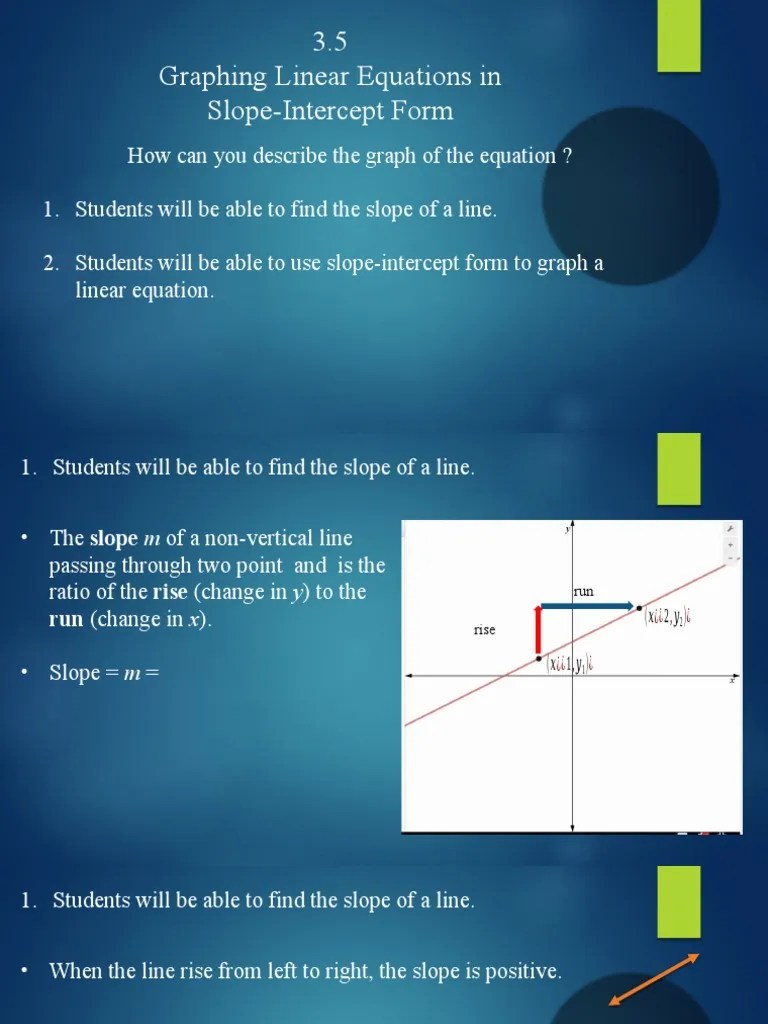 3.5 Graphing Linear Equations In Slope-Intercept Form | PDF ...