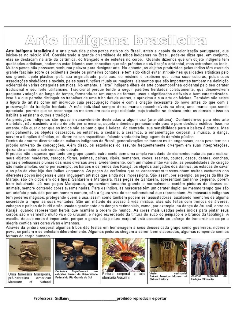 Arte Indígena Brasileira 7 Ano | PDF