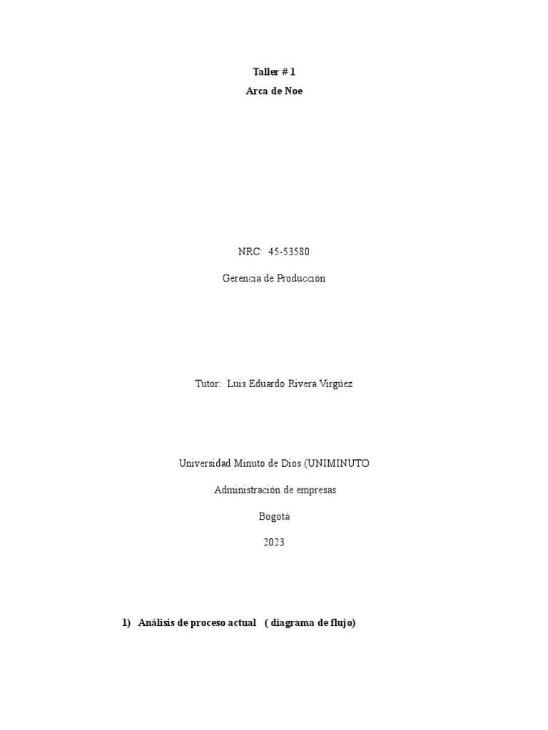 Taller 1 Arca De Noe | PDF | Mito De La Inundación | Arca De Noé