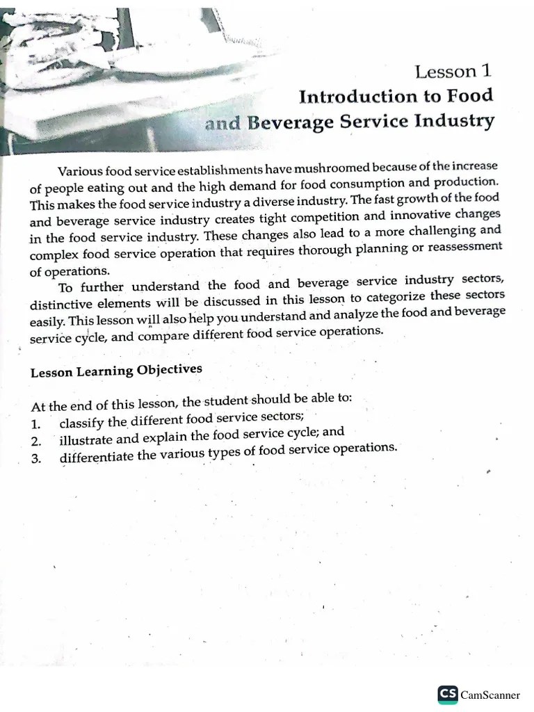Introduction To Food And Beverage Service Industry | PDF
