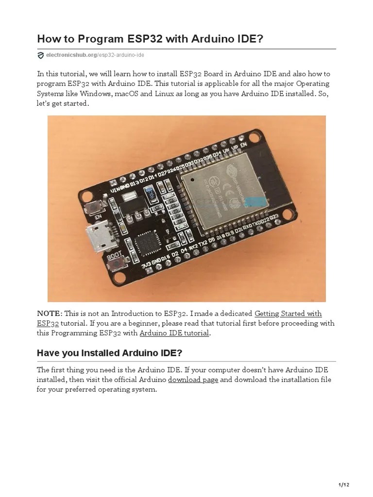How To Program Esp32 With Arduino Ide | PDF | Arduino | Usb