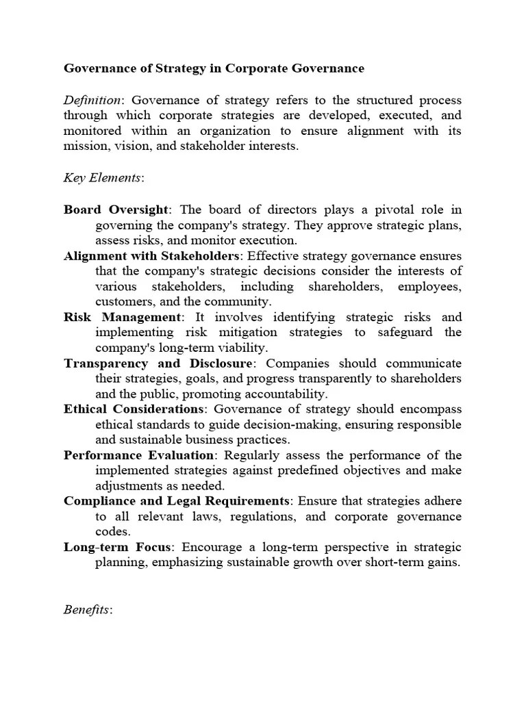 Governance Of Strategy | PDF