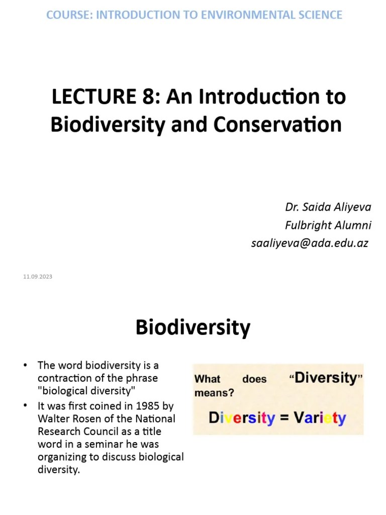 Lecture 8 - Biodiversity - Spring - 2022 | PDF | Biodiversity | Genetic ...