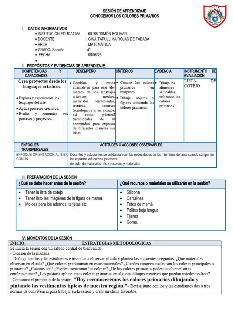 Conocemos Los Colores Primarios | PDF | Pinturas | Evaluación