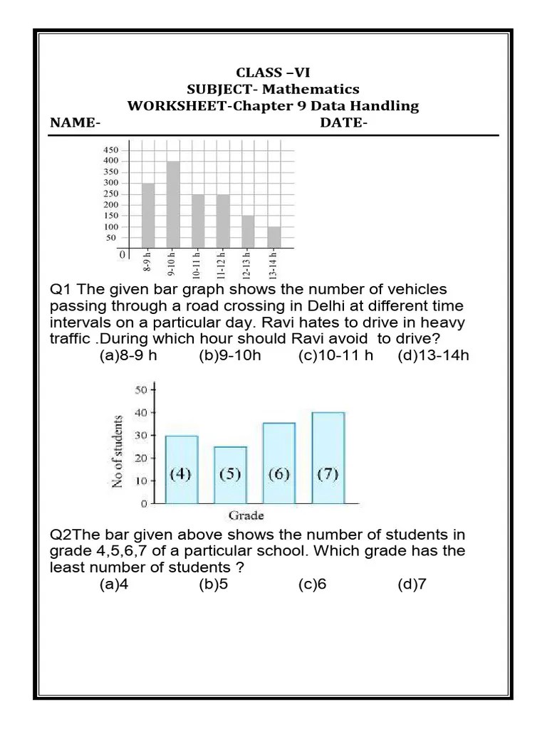 Class 6 Data Handling Worksheet | PDF